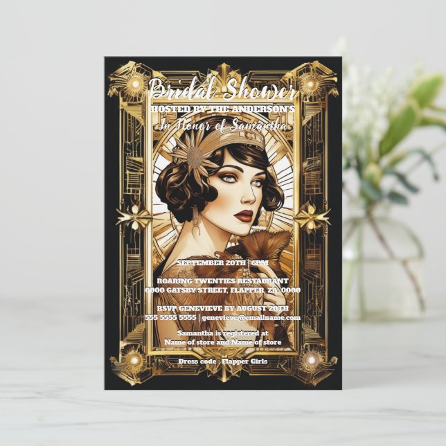 Invitation Flamme fille brunette 1920's costume formel (Debout devant)