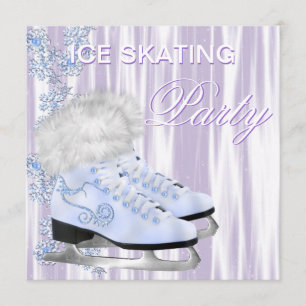 Invitation Flammes de neige blanches Lavender Skates Ice Skat