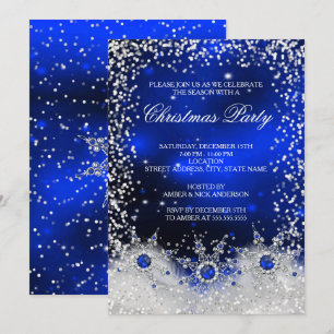 Invitation Flammes de neige bleues Noël Fête
