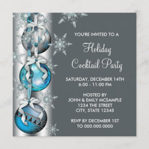 Invitation Flammes de neige bleues Turquoises Fête de Noël