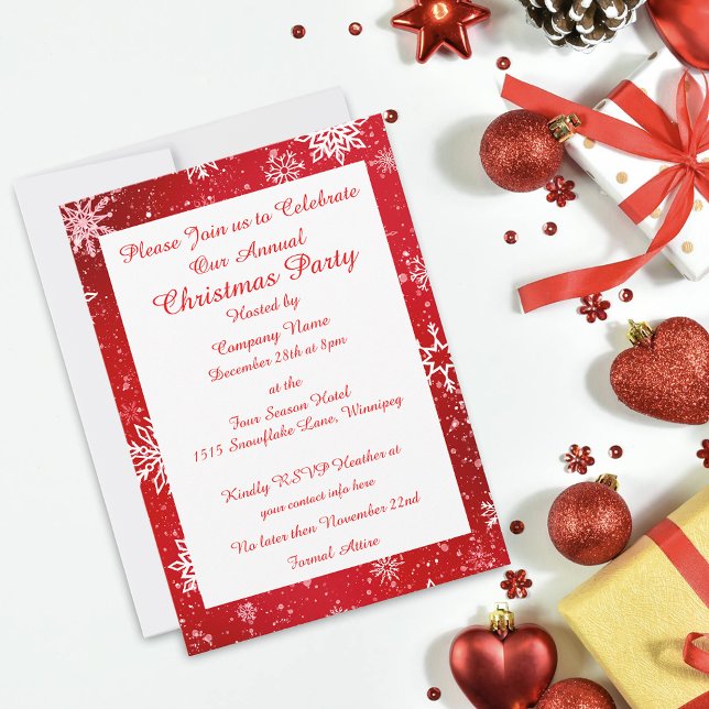 Invitation Flammes de neige de Noël Rouge (Créateur téléchargé)