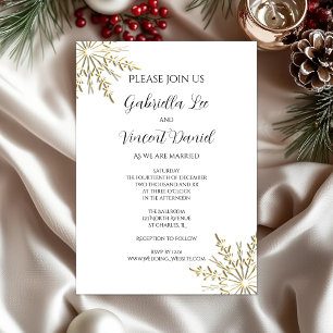 Invitation Flammes de neige d'or sur le mariage d'hiver blanc