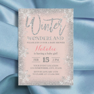 Invitation Flammes de neige en argent en hiver Baby shower ro
