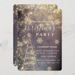 Invitation Flammes de neige en or étincelant Noël d'entrepris