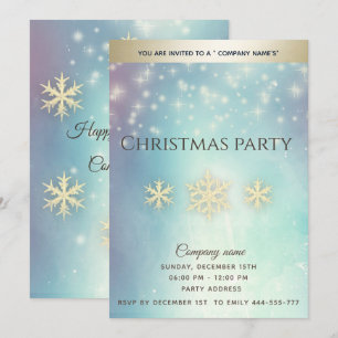 Invitation Flammes de neige en or fête de Noël d'entreprise I