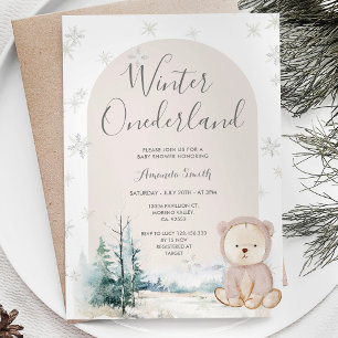 Invitation Flammes de neige Hiver Onederland Oear Baby shower