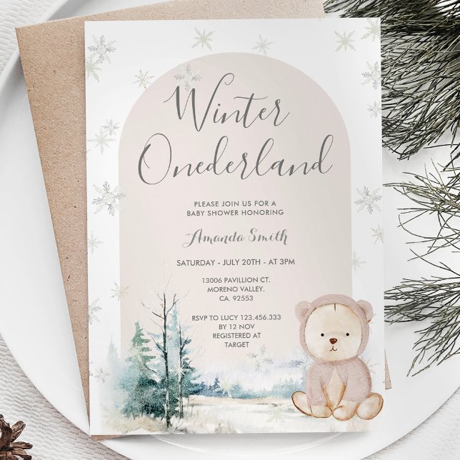 Invitation Flammes de neige Hiver Onederland Oear Baby shower (Créateur téléchargé)