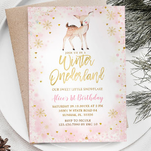 Invitation Flammes de neige rose rousse d'hiver Onederland An