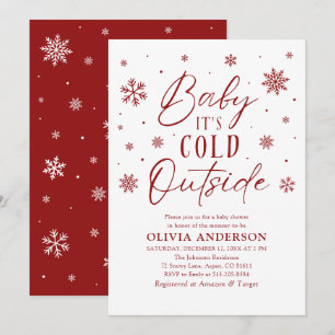 Invitation Flammes de neige rouges Bébé Il fait froid dehors 