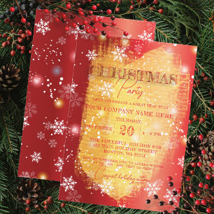 Invitation Flammes de neige sur Red Gold Corporate Christmas