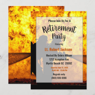 Invitation Flammes de pompiers / Flammes chef de la retraite