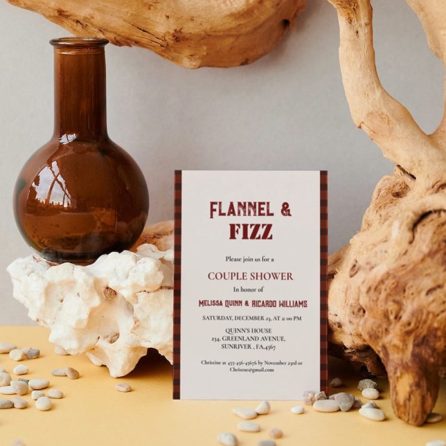 Invitation Flanelle & fizz hiver rouge & noirCouple douche (Créateur téléchargé)