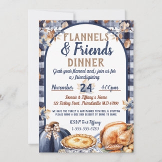 Invitation Flannel and Friends Friendsgiving Thanksgiving