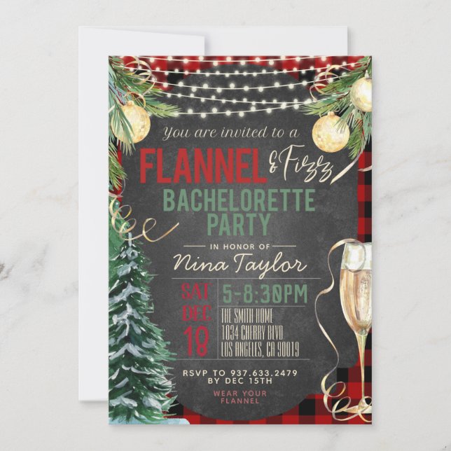 Invitation Flannel et Fizz Bachelorette (Devant)