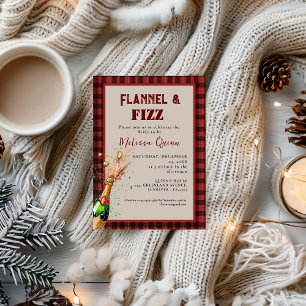 Invitation Flannel & fizz douche d'hiver rouge et noire