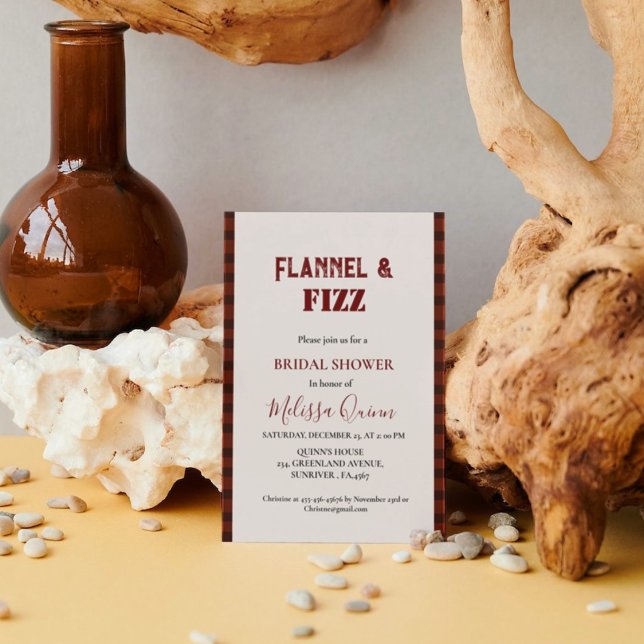 Invitation Flannel & fizz douche d'hiver rouge et noire (Créateur téléchargé)