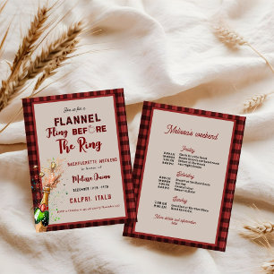 Invitation Flannel & fizz hiver rouge & noir bachelorette