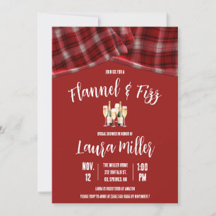 Invitation Flannel & Fizz, Plaid, Fête des mariées Champagne