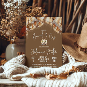 Invitation Flannel & Fizz, Plaid, Fête des mariées Champagne