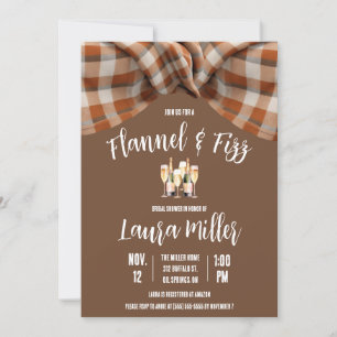 Invitation Flannel & Fizz, Plaid, Fête des mariées Champagne