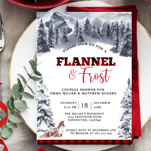 Invitation Flannel & Frost Couples Douche, Montagnes et Renar