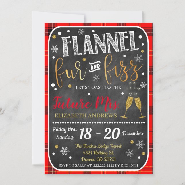 Invitation Flannel Fur Et Fizz Bachelorette (Devant)