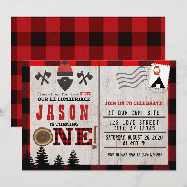 Invitation Flannel vers le haut pour un peu de plaisir Petit  (Devant / Derrière)