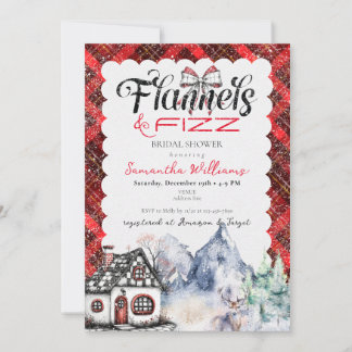 Invitation Flannelle Tartan Rustique & Fête des mariées d'hiv