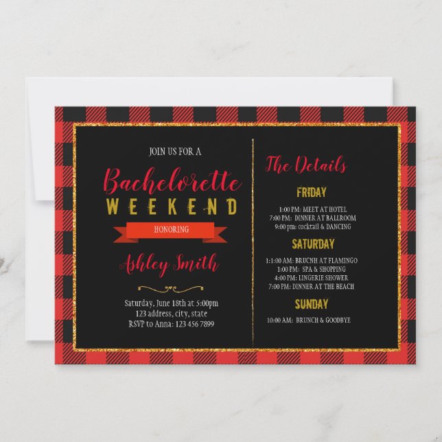 Invitation Flannels fourrure et fizz bachelorette (Devant)