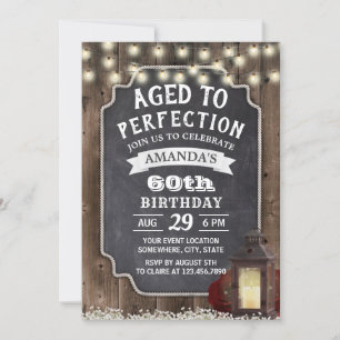 Invitation Flanterne Rustique Floral Grange Bois 60e annivers