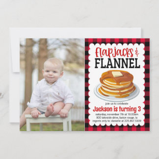 Invitation Flapjacks et Flannel Pancake Photo Anniversaire