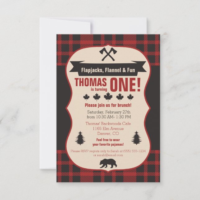 Invitation Flapjacks, Flannel & Fun ! Anniversaire de Buffalo (Devant)