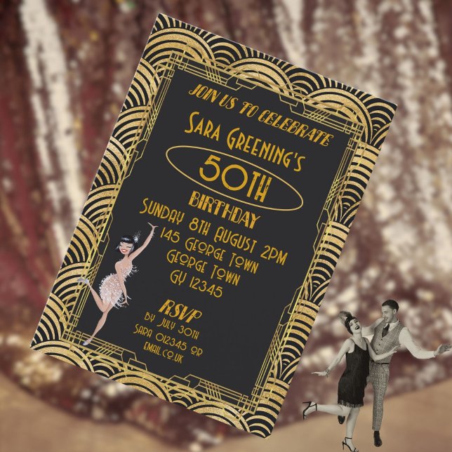 Invitation Flapper des années 20 Gatsby Art Déco (Gatsby Invites)