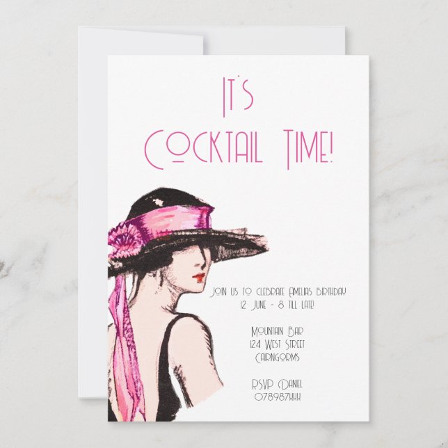 Invitation Flapper Girl Cocktail Party (Devant)