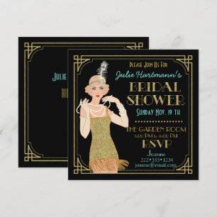 Invitation Flapper Gold Parties scintillant des années 20 Roa