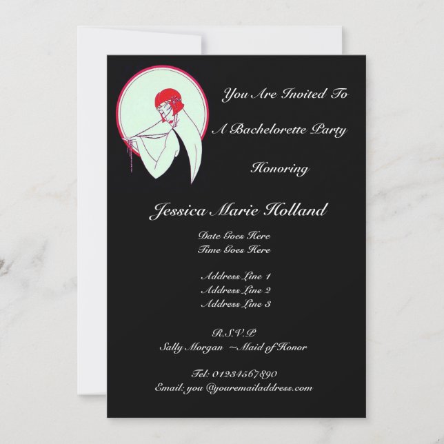 Invitation Flapper Vintage classique ~ Bachelorette (Devant)