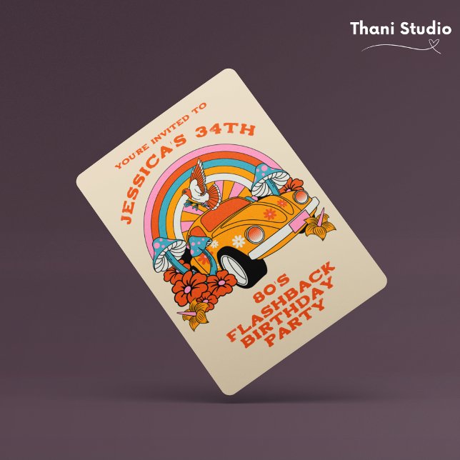 Invitation Flashback des années 80 Vintage Retro Anniversaire (Créateur téléchargé)