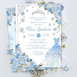 Invitation Fléau de neige bleu pâle Quinceanera d'hiver