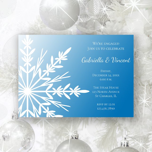 Invitation Flèche blanche sur Blue Winter Engagement Party (Créateur téléchargé)