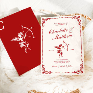 Invitation Flèche de Cupidon Rouge Mariage Vintage