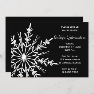 Invitation Flèche de neige noire et blanche Quinceañera