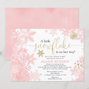 Invitation Flèche-neige en or rose par baby shower postal