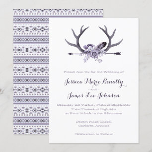 Invitation Flèche tribale et violet d'Antlers