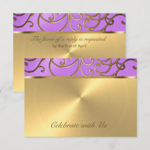 Invitation Flèche violet de l'orchidée Quinceanera et perruqu