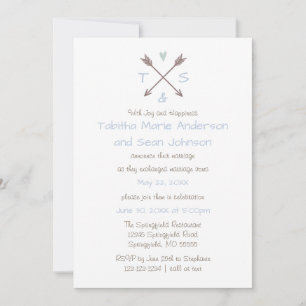 Invitation Flèches Cœur Bleu - Annonce de Mariage