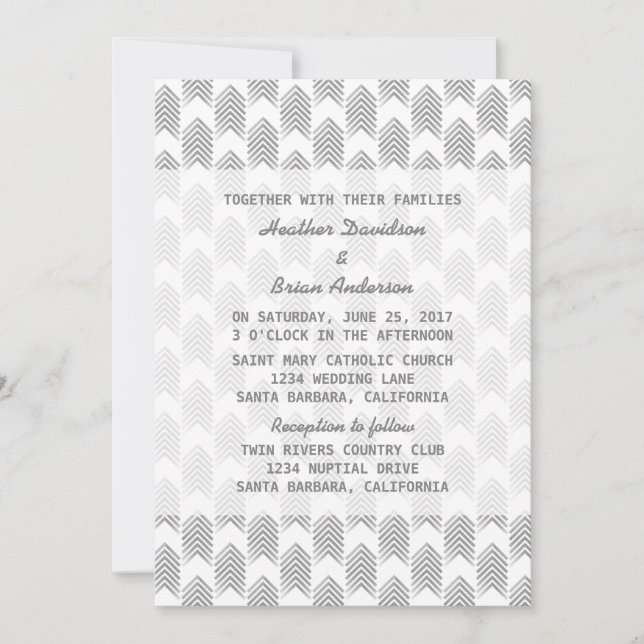 Invitation Flèches tribales grises Mariage Inviter (Devant)