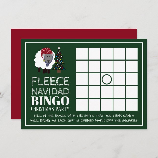 Invitation Fleece Navidad, Bingo de la fête de Noël espagnole (Devant / Derrière)