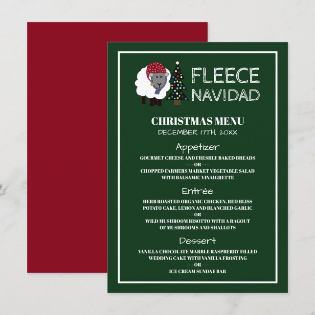 Invitation Fleece Navidad, Menu de Noël de style espagnol (Devant / Derrière)