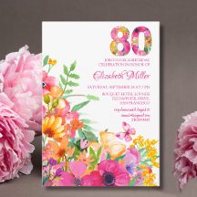 Invitation fleur 80 anniversaire invitation carte