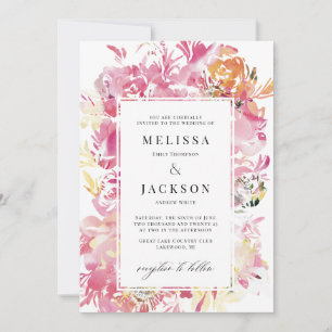 Invitation Fleur Abstraite blanche, rose et blush